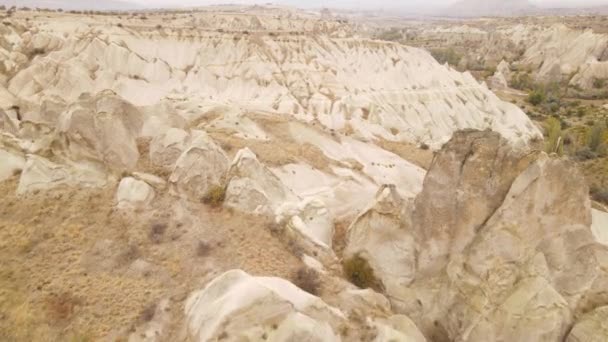 Cappadocië landschap uitzicht vanuit de lucht. Turkije. Nationaal park Goreme — Stockvideo