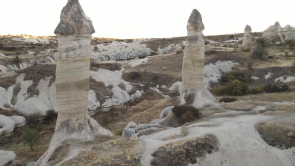 Kappadokien landskap antenn utsikt. Turkiet. Goreme National Park — Stockvideo