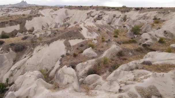 Kappadokia krajina letecký pohled. Krocan. Národní park Goreme — Stock video