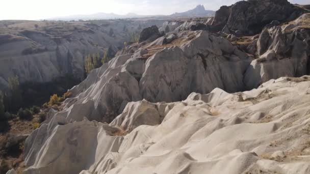 Capadócia vista aérea paisagem. A Turquia. Parque Nacional de Goreme — Vídeo de Stock