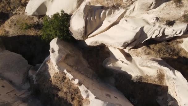 Kappadokien landskap antenn utsikt. Turkiet. Goreme National Park — Stockvideo