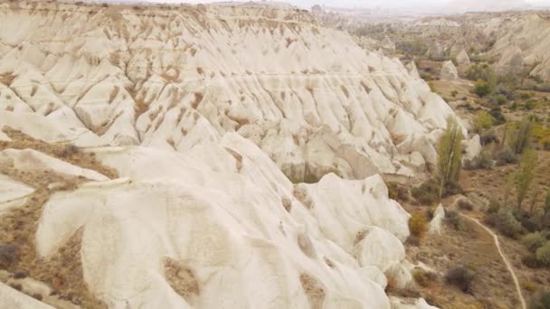 Cappadocië landschap uitzicht vanuit de lucht. Turkije. Nationaal park Goreme — Stockvideo