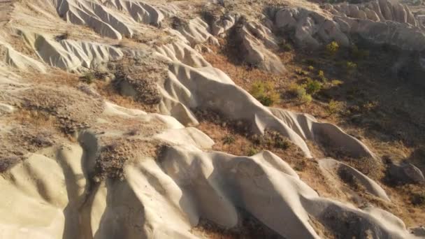 Kappadokien landskap antenn utsikt. Turkiet. Goreme National Park — Stockvideo