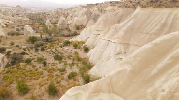 Capadócia vista aérea paisagem. A Turquia. Parque Nacional de Goreme — Vídeo de Stock