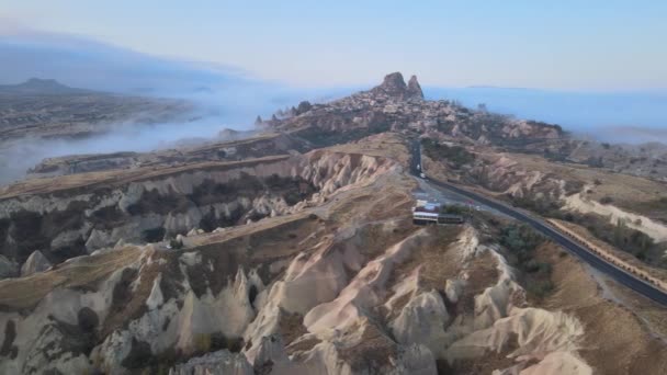 แคปปาโดเชียวิวทิวทัศน์ทางอากาศ ตุรกี อุทยานแห่งชาติ Goreme — วีดีโอสต็อก