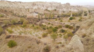 Kapadokya hava manzarası. Hindi. Goreme Ulusal Parkı