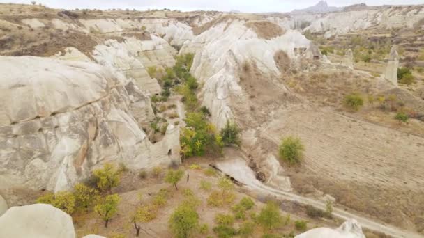 Widok z lotu ptaka na Cappadocia. Turcja. Park Narodowy Goreme — Wideo stockowe