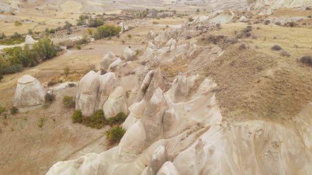 Widok z lotu ptaka na Cappadocia. Turcja. Park Narodowy Goreme — Wideo stockowe