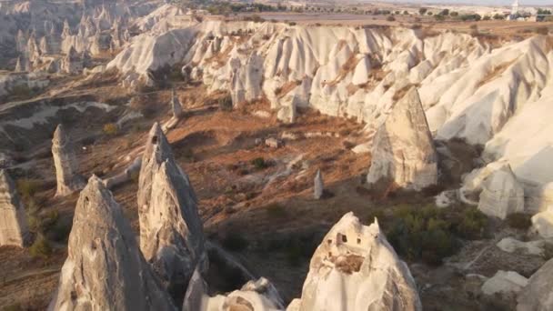 Kappadokien landskap antenn utsikt. Turkiet. Goreme National Park — Stockvideo