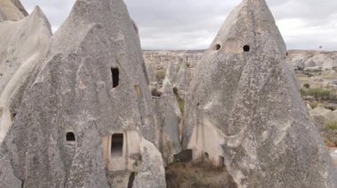Kapadokya hava manzarası. Hindi. Goreme Ulusal Parkı
