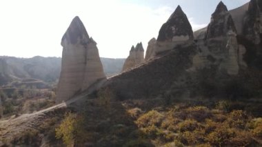 Kapadokya hava manzarası. Hindi. Goreme Ulusal Parkı