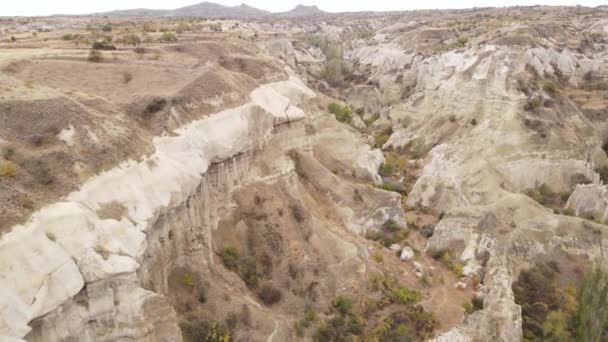 Kappadokia krajina letecký pohled. Krocan. Národní park Goreme — Stock video