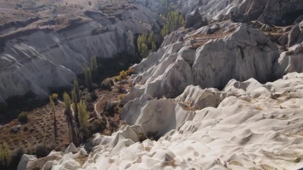 Kappadokia krajina letecký pohled. Krocan. Národní park Goreme — Stock video