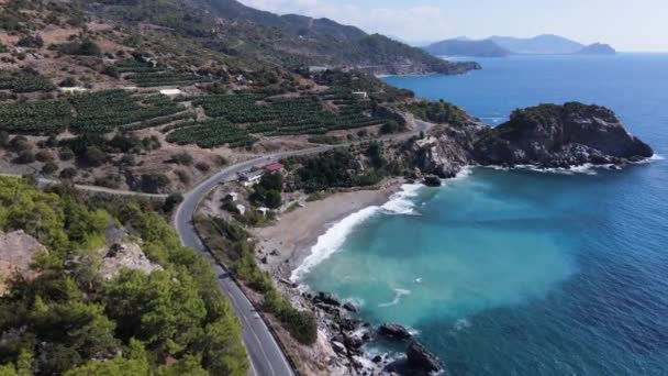 Shore of the Mediterranean sea : Turkey mountain coastline — Stock Video