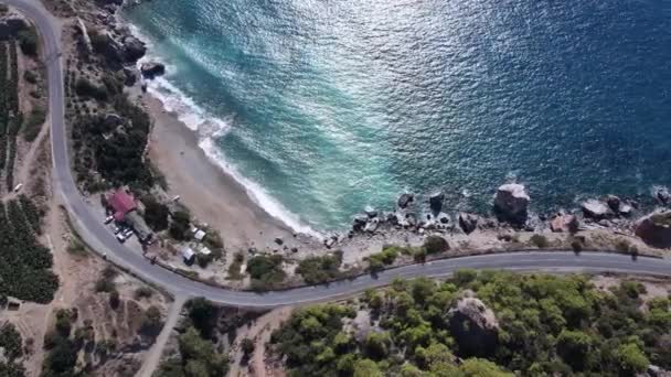 Shore of the Mediterranean sea : Turkey mountain coastline — Stock Video