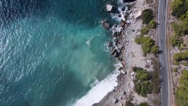 Pantai Laut Mediterania: garis pantai pegunungan Turki — Stok Video