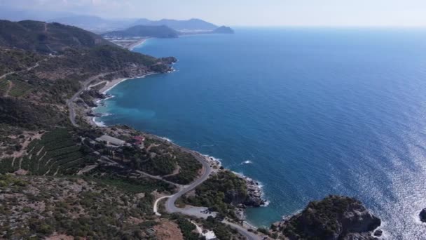 地中海の海岸線:トルコの山の海岸線 — ストック動画