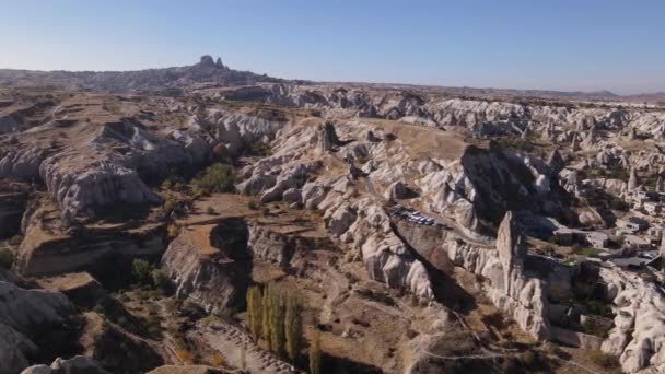 Национальный парк Гореме недалеко от города Невшехир. Индейка Вид с воздуха — стоковое видео