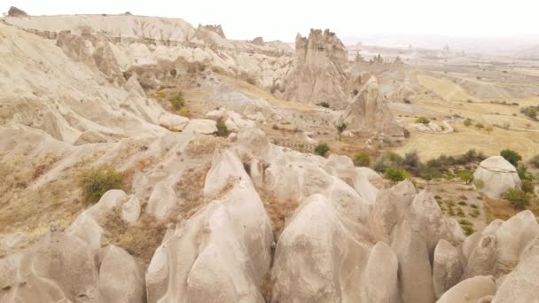 Cappadocia景观的空中景观。土耳其。Goreme国家公园。慢动作 — 图库视频影像
