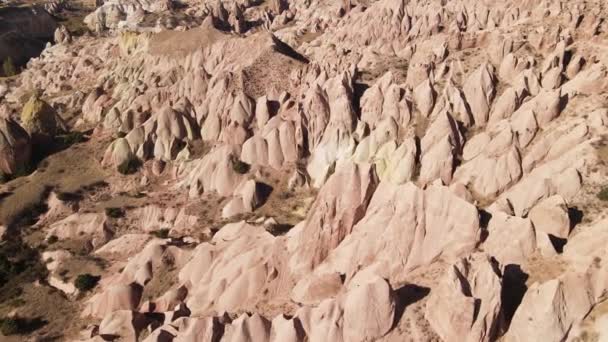 Vista aérea del paisaje Capadocia. Pavo. Parque Nacional Goreme. Movimiento lento — Vídeo de stock