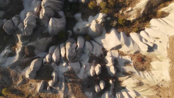 Aerial view of Cappadocia landscape. Turkey. Goreme National Park. Slow motion — Stock Video