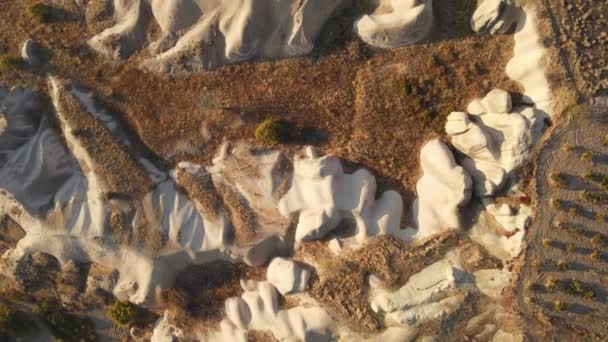 Légi felvétel a Cappadocia tájról. Törökország. Goreme Nemzeti Park. Lassú mozgás. — Stock videók