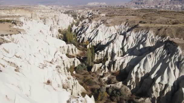 Aerial view of Cappadocia landscape. Turkey. Goreme National Park. Slow motion — Stock Video