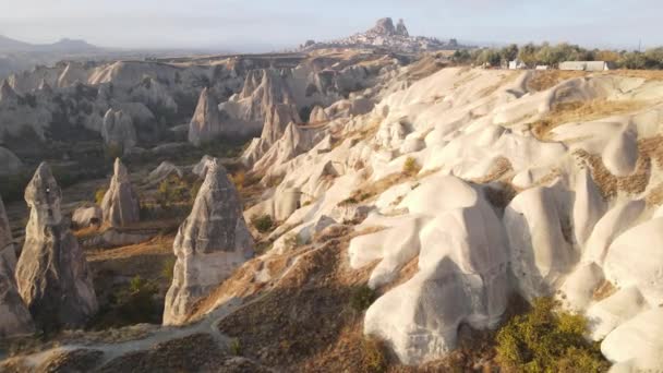 Aerial view of Goreme National Park near Nevsehir town. Turkey. Slow motion — Stock Video