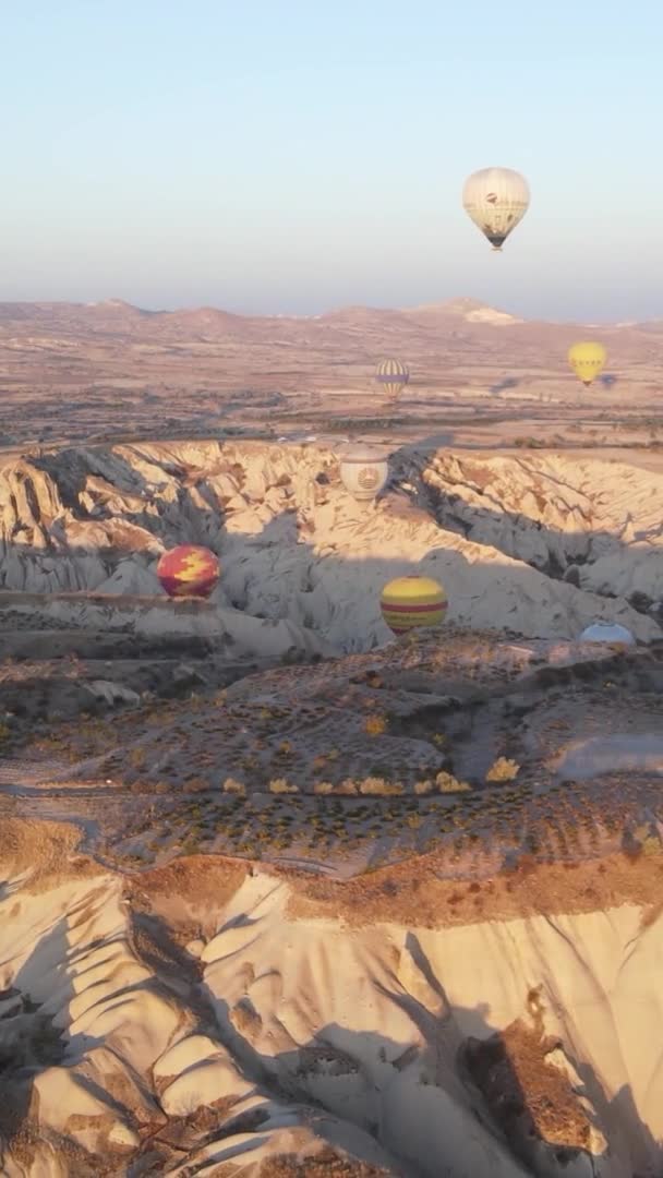 Vertikales Video - Ballons in Kappadokien, Türkei. — Stockvideo