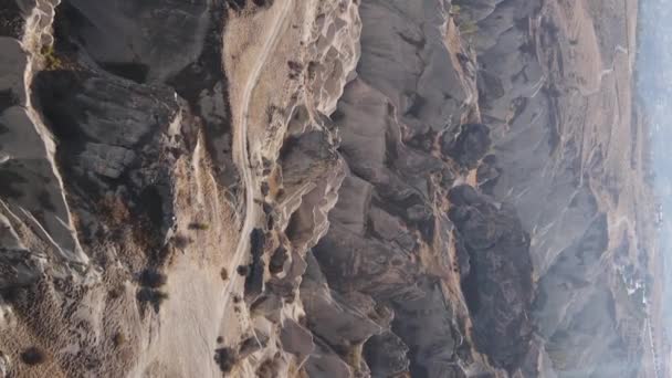 Vidéo verticale Cappadoce paysage vue aérienne. La Turquie. Parc national de Goreme — Video