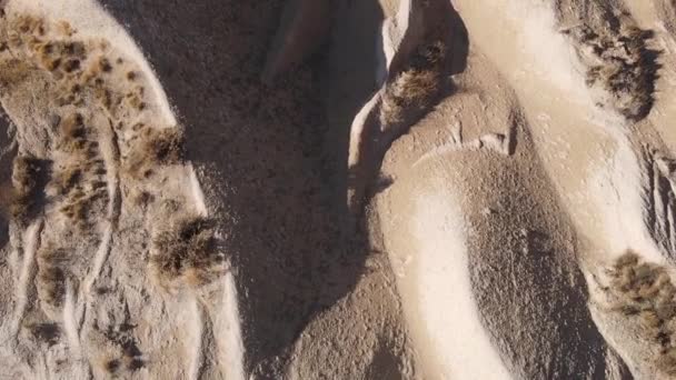 Vertikální video Cappadocia krajina letecké zobrazení. Krocan. Národní park Goreme — Stock video