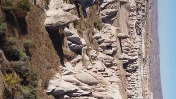 Video verticale Cappadocia paesaggio vista aerea. Tacchino. Parco nazionale di Goreme — Video Stock