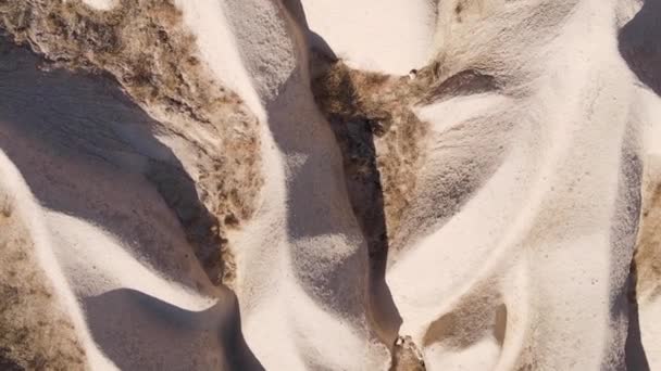 Függőleges videó Cappadocia táj légi felvétel. Törökország. Goreme Nemzeti Park — Stock videók