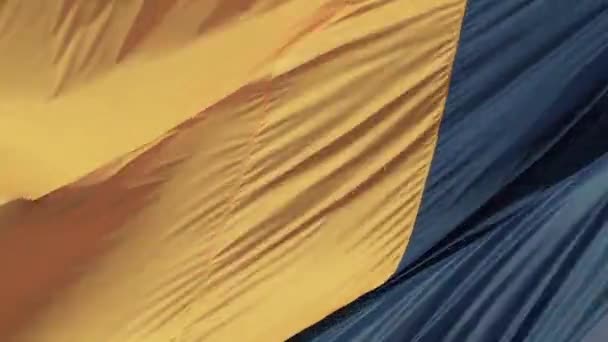 Vertical video National flag of Ukraine. Aerial view. — Stock Video