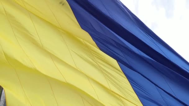 Vidéo verticale drapeau national de l'Ukraine. Vue aérienne. — Video