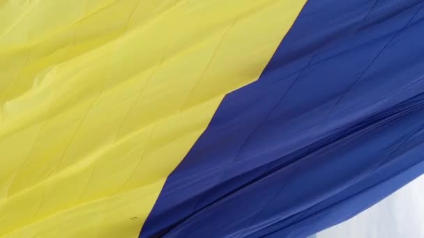 Vertikal video Ukrainas nationella flagga. Flygbild. — Stockvideo