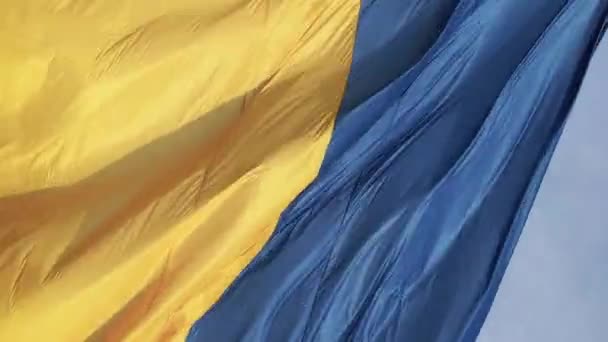 Vertikales Video Nationalflagge der Ukraine. Luftaufnahme. — Stockvideo