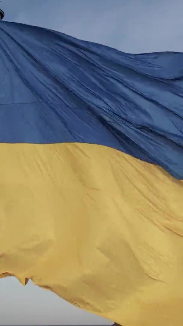우크라이나의 상징적 비디오 국기이다. 공중에서 본 광경. — 비디오