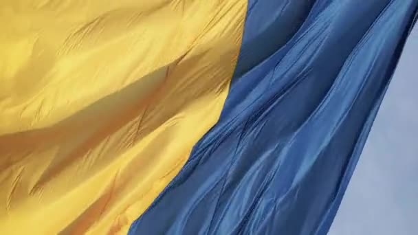 Vidéo verticale drapeau national de l'Ukraine. Vue aérienne. — Video