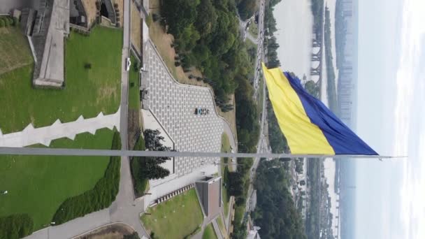 垂直ビデオウクライナの国旗.空中風景. — ストック動画