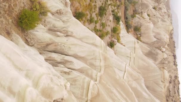 Video Vertikal Kapadokia Pemandangan udara. Turki. Taman Nasional Goreme — Stok Video