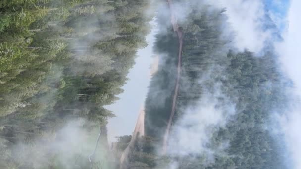 Vertical vídeo montanha lago Synevyr. Vista aérea das Montanhas Cárpatas no outono. Ucrânia — Vídeo de Stock