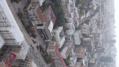 Ukrayna 'nın dikey video başkenti Kyiv. Hava görüntüsü. Kiev