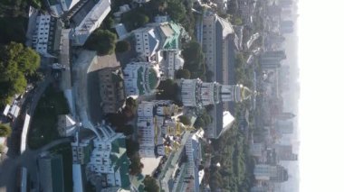 Ukrayna 'nın dikey video başkenti Kyiv. Hava görüntüsü. Kiev