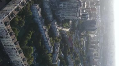 Ukrayna 'nın dikey video başkenti Kyiv. Hava görüntüsü. Kiev