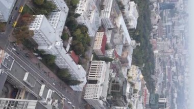 Ukrayna 'nın dikey video başkenti Kyiv. Hava görüntüsü. Kiev