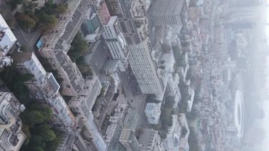 Ukrayna 'nın dikey video başkenti Kyiv. Hava görüntüsü. Kiev