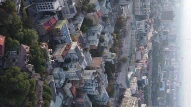 Ukrayna 'nın dikey video başkenti Kyiv. Hava görüntüsü. Kiev