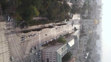 Ukrayna 'nın dikey video başkenti Kyiv. Hava görüntüsü. Kiev