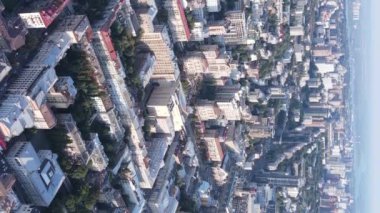 Ukrayna 'nın dikey video başkenti Kyiv. Hava görüntüsü. Kiev